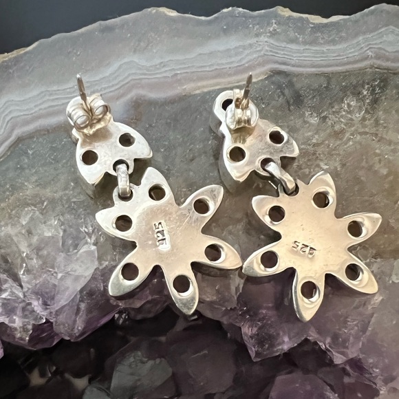 New Sterling Silver Dangling Smokey and Lemon Quartz Earrings - Picture 5 of 7